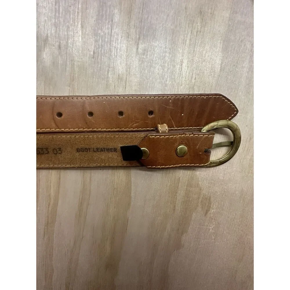 Canterbury Men’s Boot‎ Leather Belt Brown Solid Brass Buckle 48”